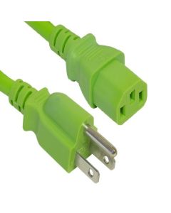 2 PACK of4ft 18 AWG Universal Power Cord IEC320 C13 to NEMA 5-15P, Green