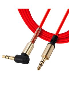 3.5mm Male to M Aux Cable Cord L-Shaped Right Angle Car Audio Headphone Jack (Red)