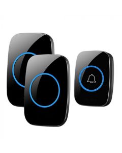 Wireless Doorbell Chime Waterproof Plugin Receiver Adjustable Volume 1000FT Kit-black