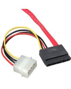 18in Serial ATA Data Cable & Power Adapter, SATA 7-pin + 15-pin to SATA 7-pin + 4-pin Molex