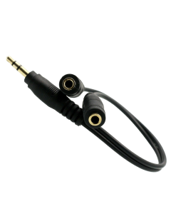 6" 1 Male to 2 Female Gold Plated 3.5mm Audio Y Splitter Headphone Cable Black