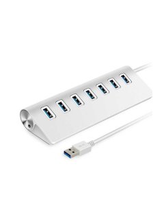 USB 3.0 Hub 5Gbps Aluminum Portable 7 Port for PC Laptop